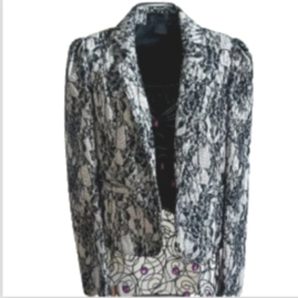 NEW Kardashian Kollection Black Lace & Nude Fitted Jacket Blazer sz S/XS Pockets - Picture 3 of 17